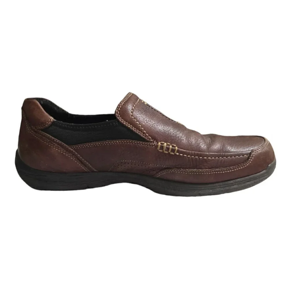 Clarks Brown Leather Wavewalk Slip On Shoes Sz 11M